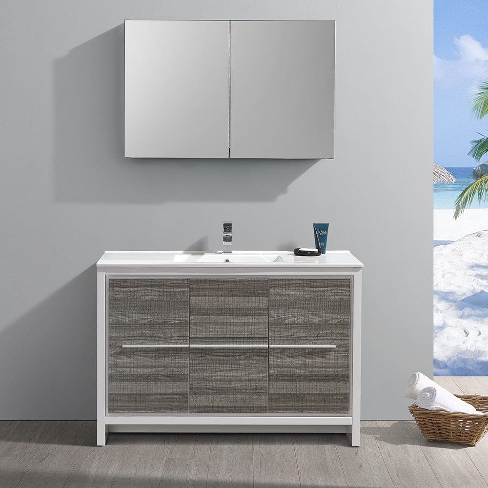 Fresca Allier Rio 48 Ash Gray Single Sink Modern Bathroom Vanity Set  w/ Medicine Cabinet