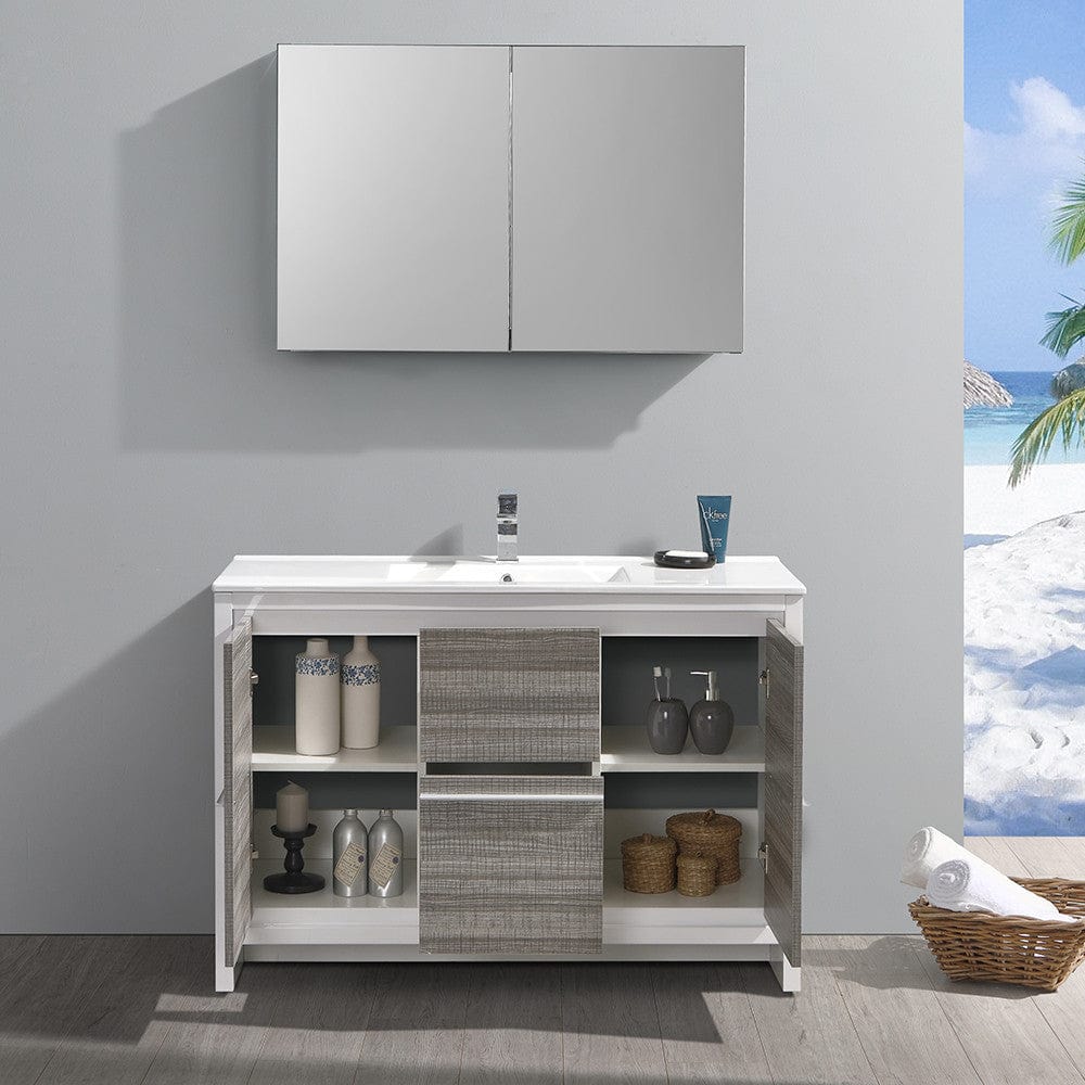 Fresca Allier Rio 48 Ash Gray Single Sink Modern Bathroom Vanity Set  w/ Medicine Cabinet