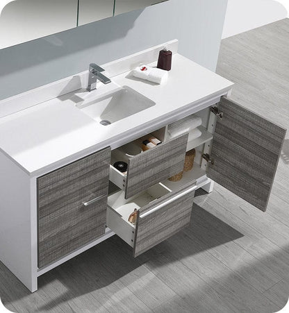 Fresca Allier Rio 60 Ash Gray Double Sink Modern Bathroom Cabinet w/ Top & Sinks