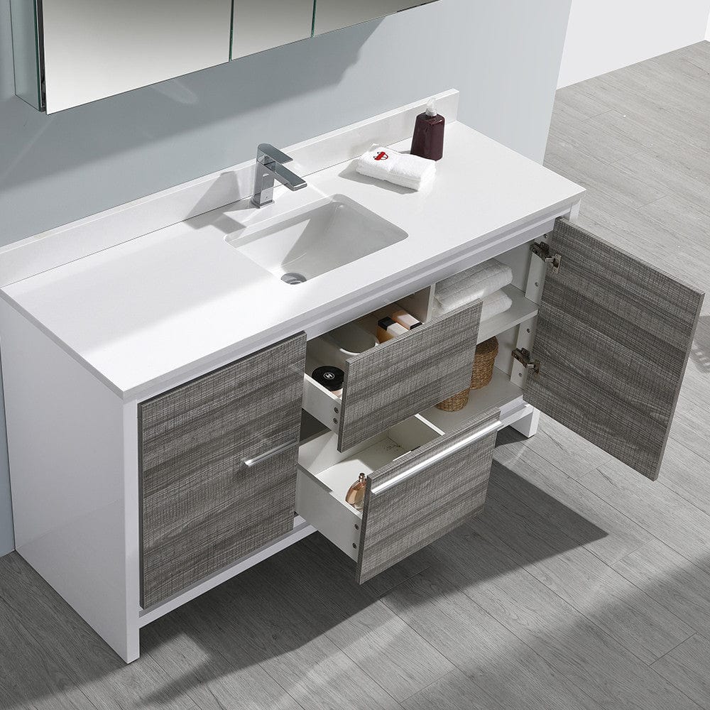 Fresca Allier Rio 60 Ash Gray Single Sink Modern Bathroom Vanity Set  w/ Medicine Cabinet