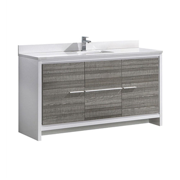 Fresca Allier Rio 60 Ash Gray Single Sink Modern Bathroom Vanity w/ Top & Sink