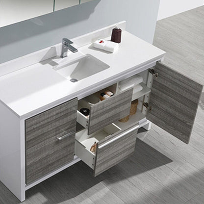 Fresca Allier Rio 60 Ash Gray Single Sink Modern Bathroom Vanity w/ Top & Sink