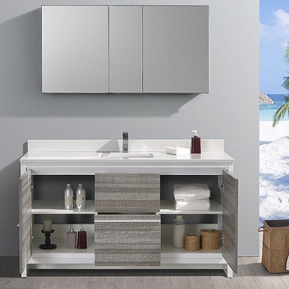 Fresca Allier Rio 60 Ash Gray Single Sink Modern Bathroom Vanity w/ Top & Sink