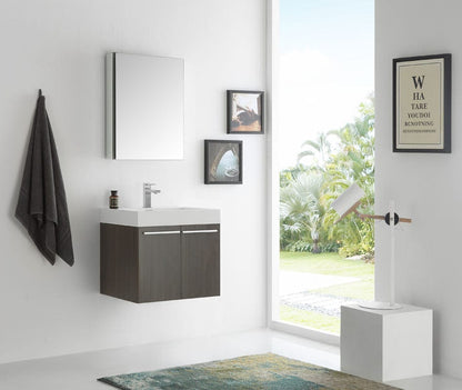 Fresca Alto 23" Gray Oak Wall Hung Modern Bathroom Vanity w/ Medicine Cabinet