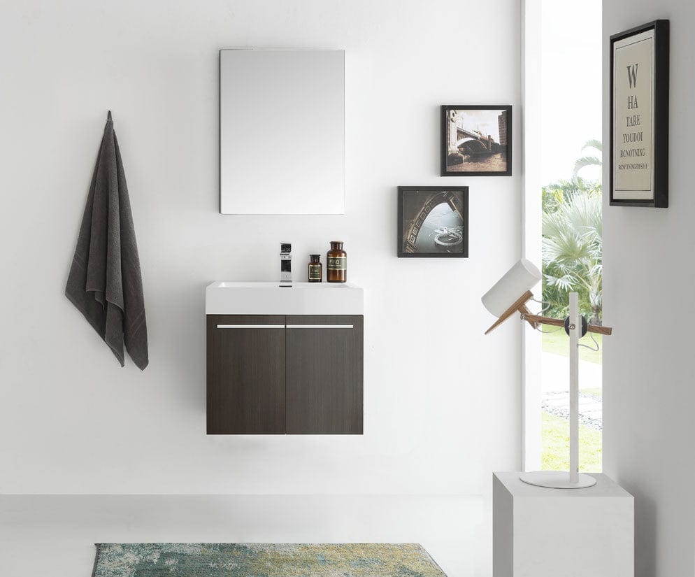 Fresca Alto 23 Gray Oak Wall Hung Modern Bathroom Vanity w/ Medicine Cabinet