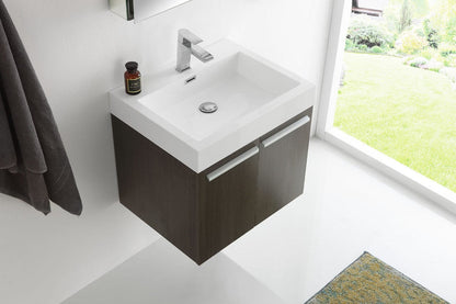 Fresca Alto 23 Gray Oak Wall Hung Modern Bathroom Vanity w/ Medicine Cabinet