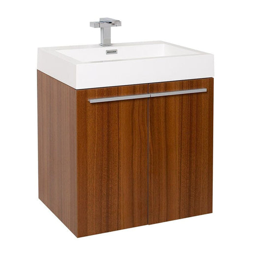 Fresca Alto 23" Teak Modern Bathroom Cabinet w/ Integrated Sink