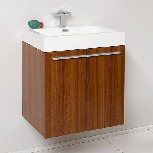 Fresca Alto 23 Teak Modern Bathroom Cabinet w/ Integrated Sink