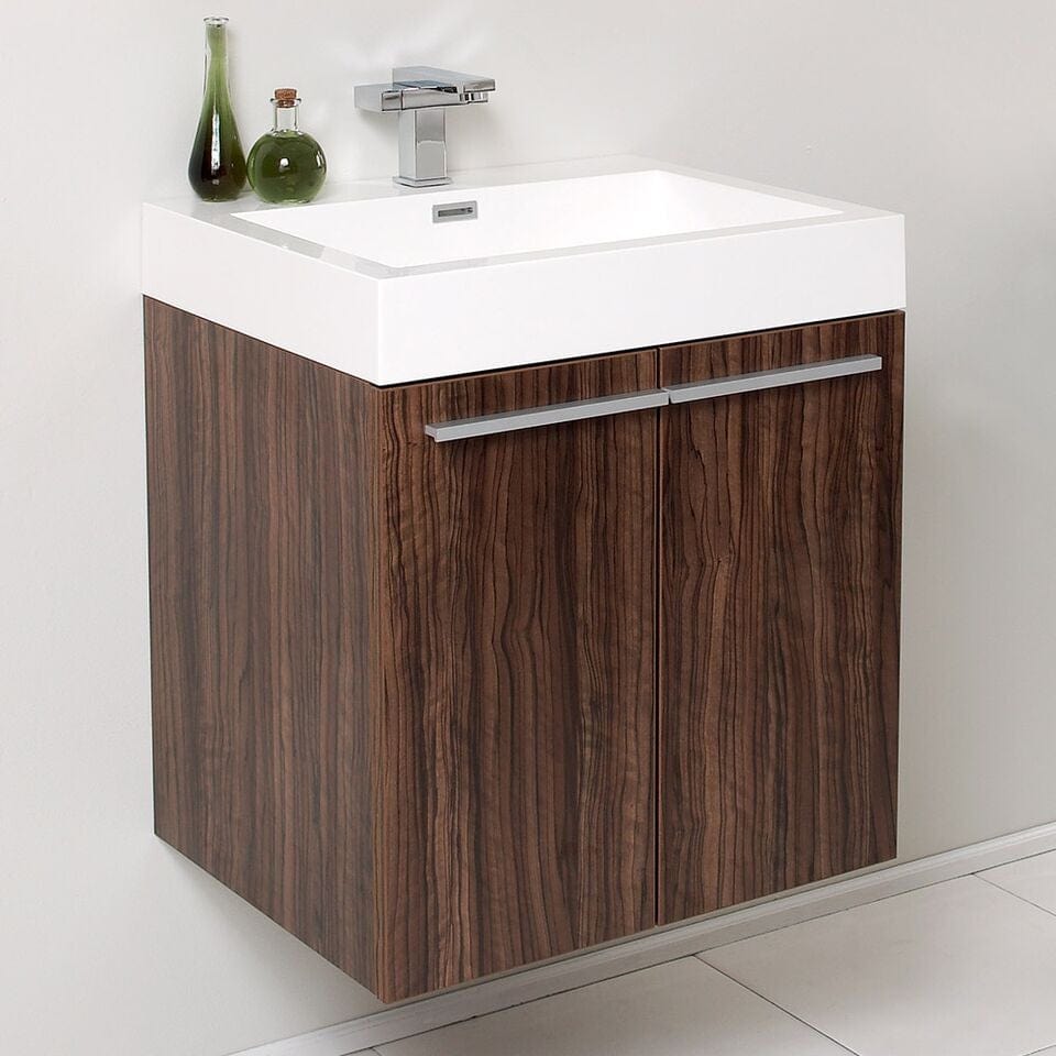 Fresca Alto 23 Walnut Modern Bathroom Cabinet w/ Integrated Sink