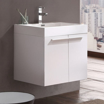 Fresca Alto 23 White Modern Bathroom Cabinet w/ Integrated Sink