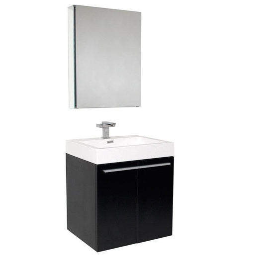 Fresca Alto Black Modern Bathroom Vanity w/ Medicine Cabinet