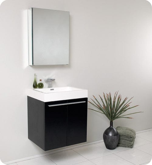 Fresca Alto Black Modern Bathroom Vanity w/ Medicine Cabinet