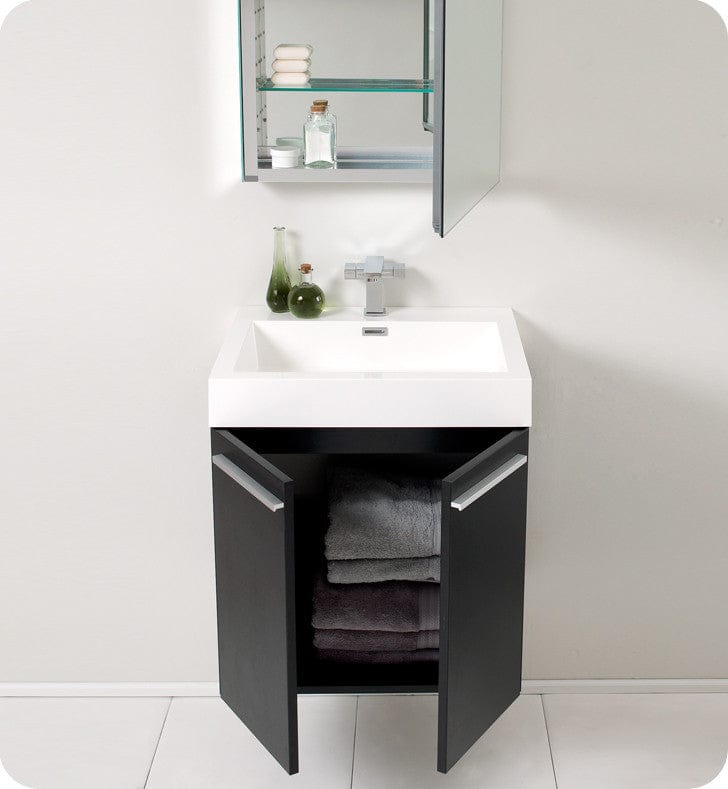 Fresca Alto Black Modern Bathroom Vanity w/ Medicine Cabinet