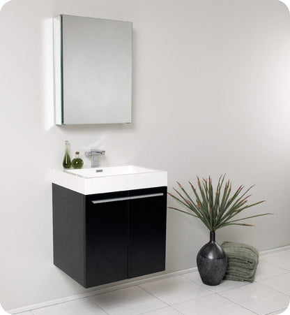 Fresca Alto Black Modern Bathroom Vanity w/ Medicine Cabinet