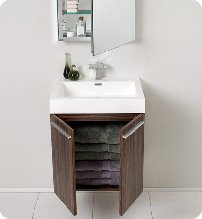 Fresca Alto Walnut Modern Bathroom Vanity w/ Medicine Cabinet