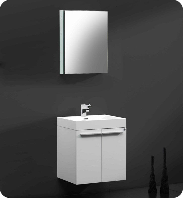 Fresca Alto White Modern Bathroom Vanity w/ Medicine Cabinet