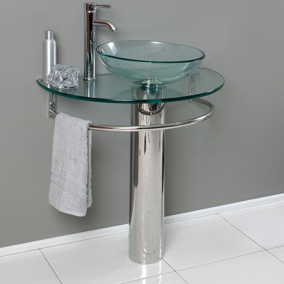 Fresca Attrazione 29 Modern Glass Bathroom Pedestal w/ Countertop