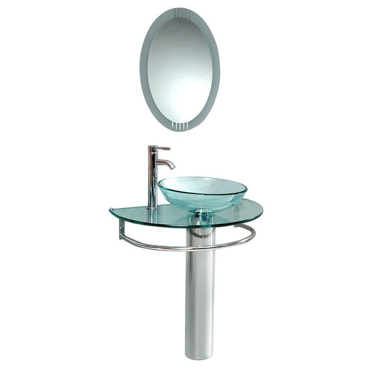 Fresca Attrazione Modern Glass Bathroom Vanity w/ Frosted Edge Mirror