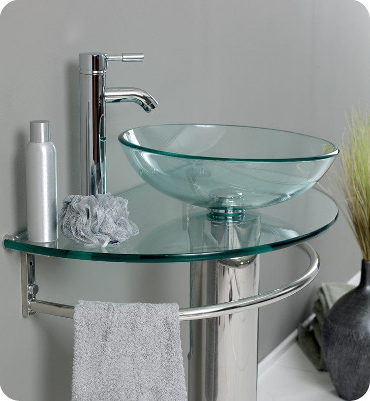 Fresca Attrazione Modern Glass Bathroom Vanity w/ Frosted Edge Mirror