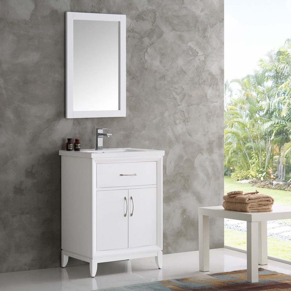 Fresca Cambridge 24 White Traditional Bathroom Vanity w/ Mirror