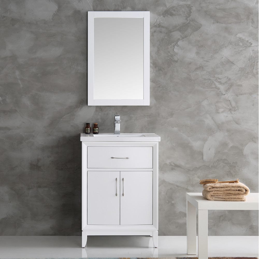 Fresca Cambridge 24 White Traditional Bathroom Vanity w/ Mirror