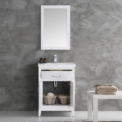 Fresca Cambridge 24 White Traditional Bathroom Vanity w/ Mirror