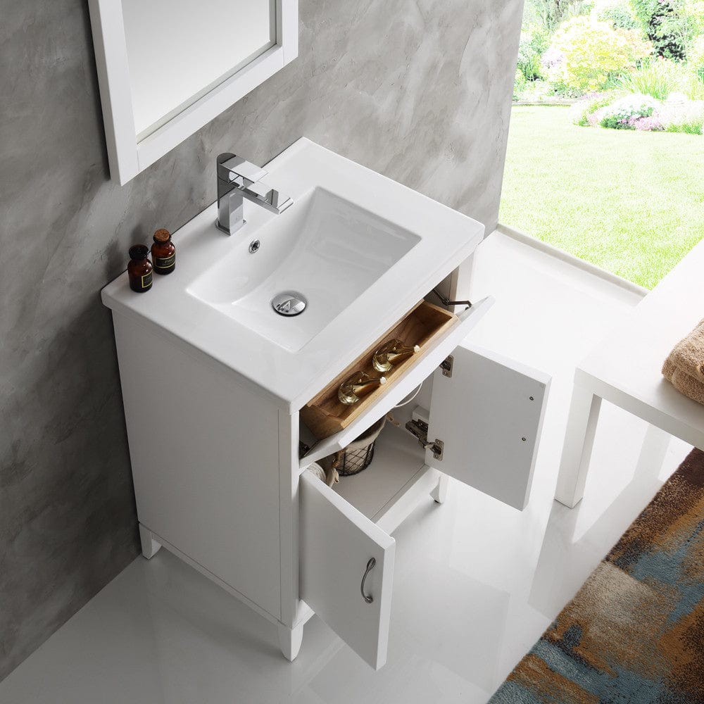 Fresca Cambridge 24 White Traditional Bathroom Vanity w/ Mirror