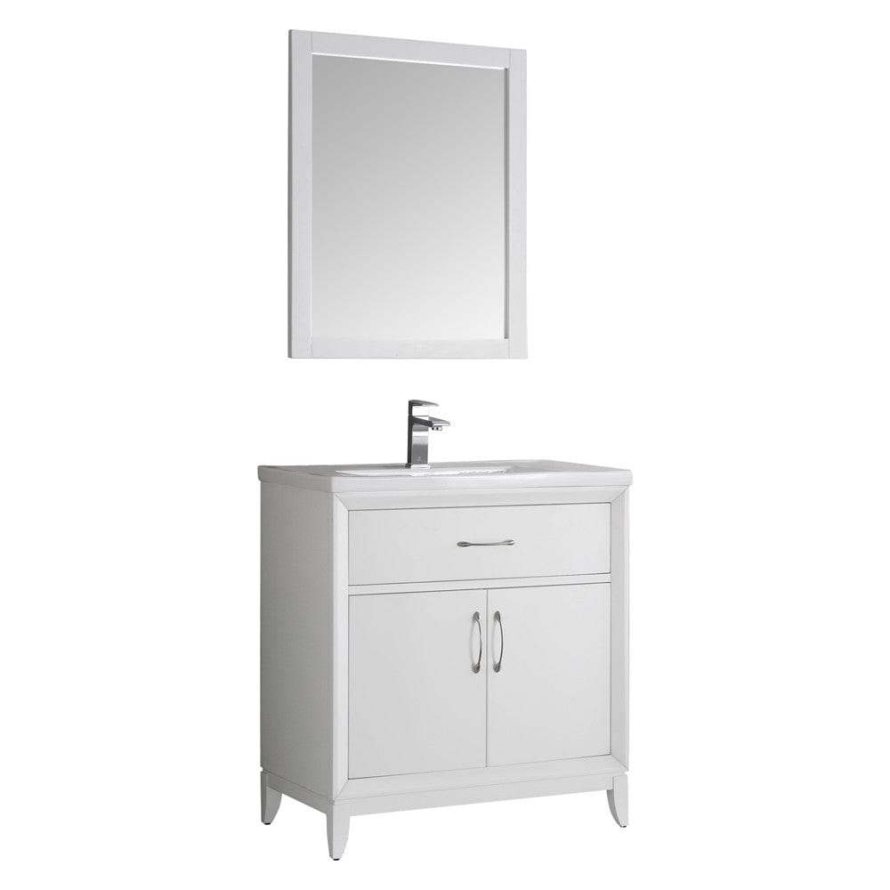 Fresca Cambridge 30" White Traditional Bathroom Vanity w/ Mirror