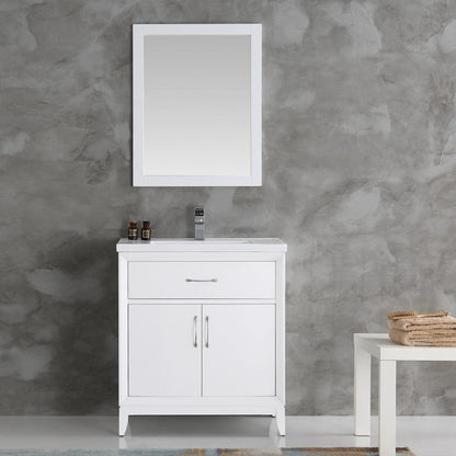 Fresca Cambridge 30 White Traditional Bathroom Vanity w/ Mirror