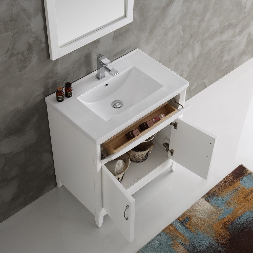 Fresca Cambridge 30 White Traditional Bathroom Vanity w/ Mirror