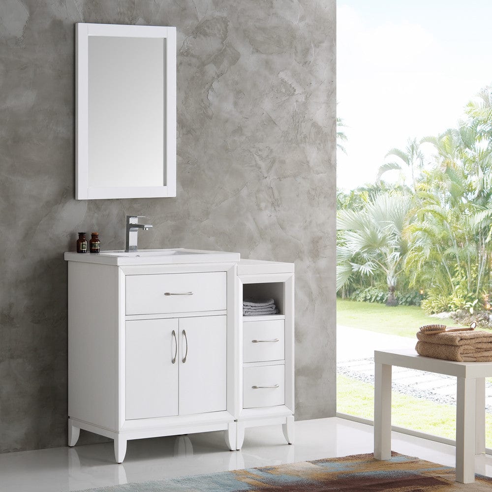 Fresca Cambridge 36 White Traditional Bathroom Vanity w/ Mirror