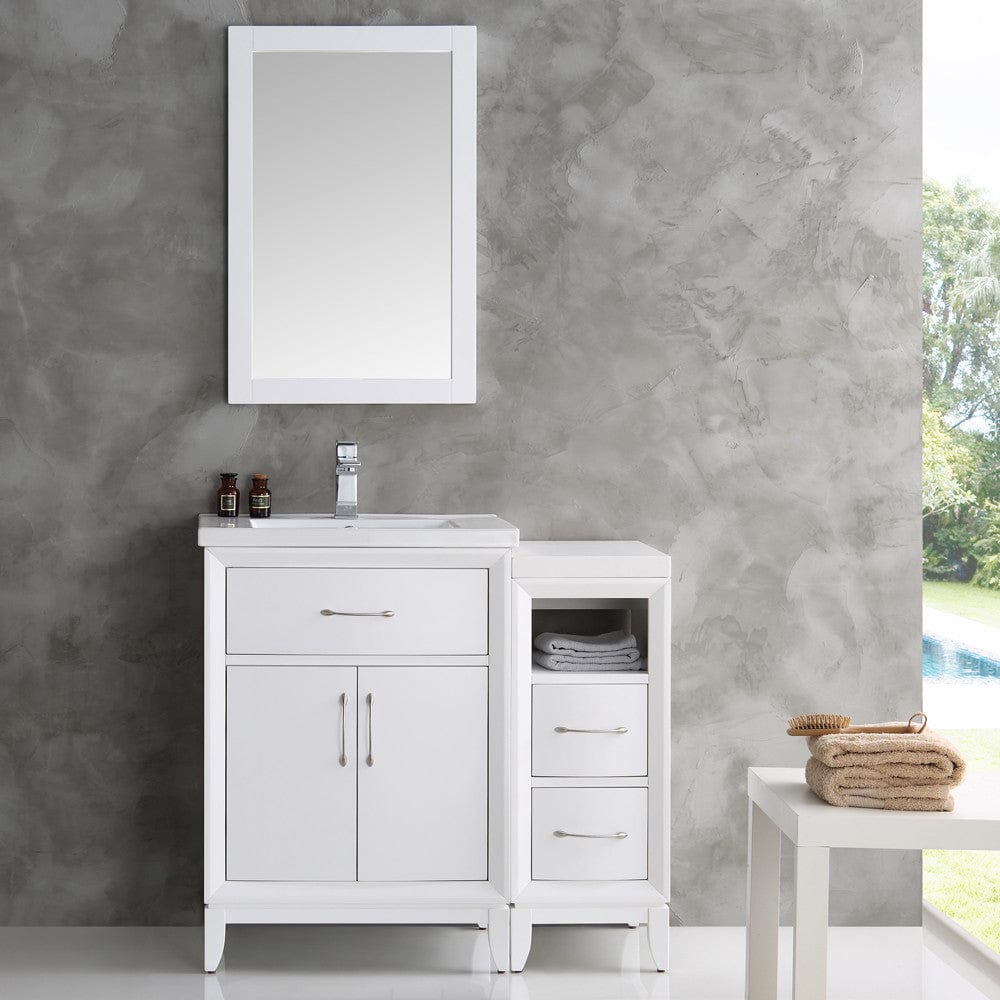 Fresca Cambridge 36 White Traditional Bathroom Vanity w/ Mirror