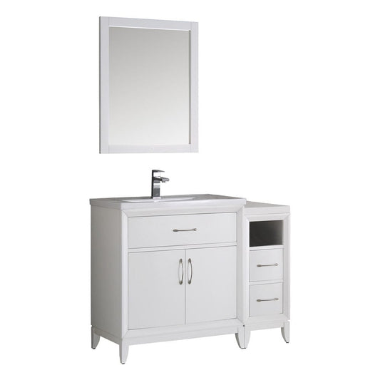 Fresca Cambridge 42" White Traditional Bathroom Vanity w/ Mirror