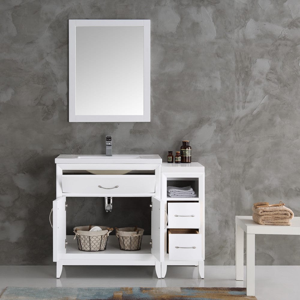 Fresca Cambridge 42 White Traditional Bathroom Vanity w/ Mirror