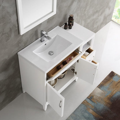 Fresca Cambridge 42 White Traditional Bathroom Vanity w/ Mirror