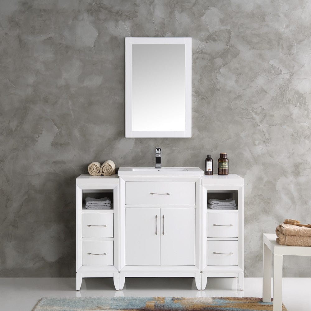Fresca Cambridge 48 White Traditional Bathroom Vanity w/ Mirror