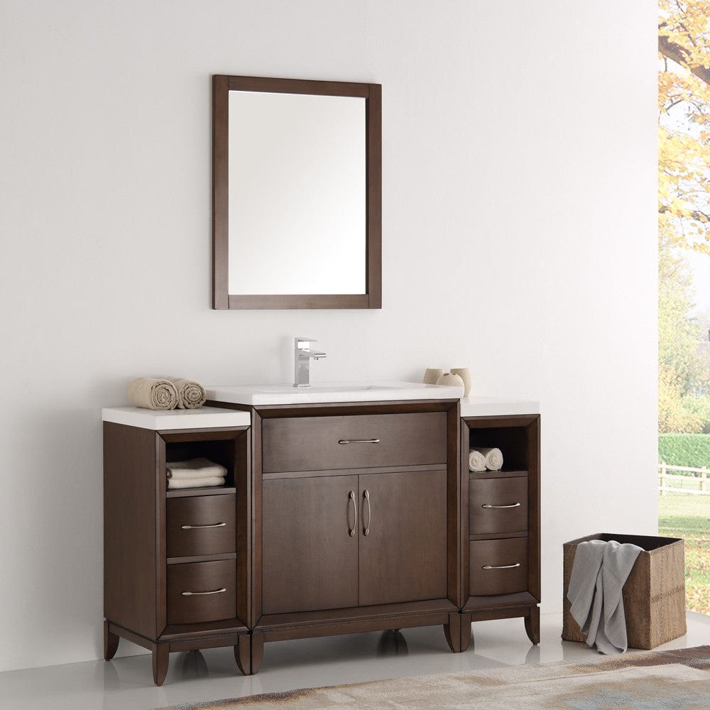 Fresca Cambridge 54 Antique Coffee Traditional Bathroom Vanity w/ Mirror