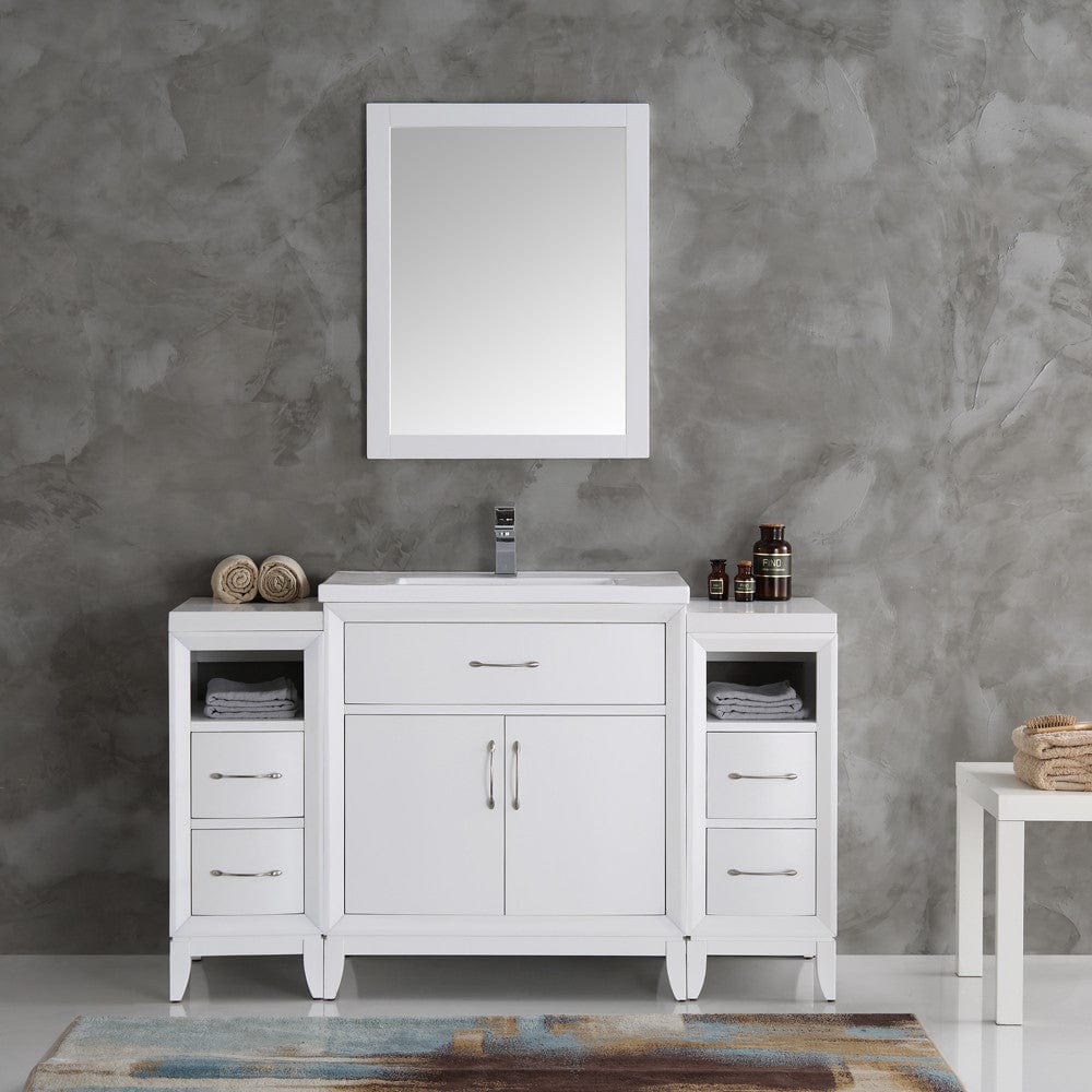 Fresca Cambridge 54 White Traditional Bathroom Vanity w/ Mirror