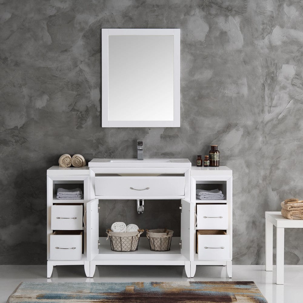 Fresca Cambridge 54 White Traditional Bathroom Vanity w/ Mirror