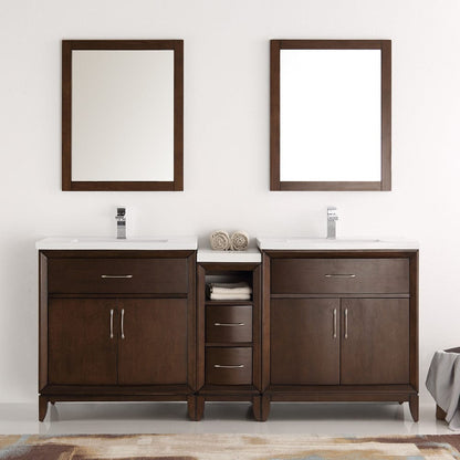 Fresca Cambridge 72 Antique Coffee Double Sink Traditional Bathroom Vanity w/ Mirrors