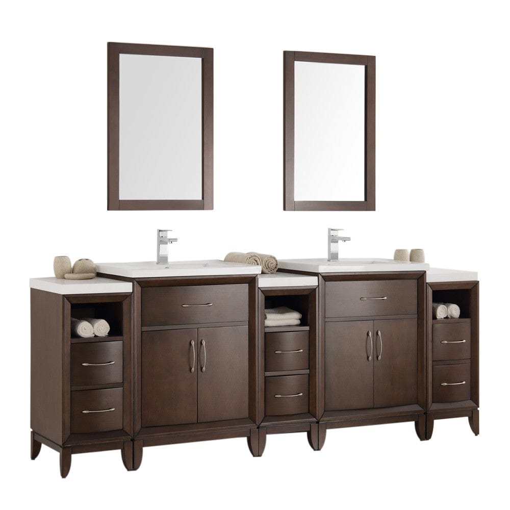 Fresca Cambridge 84" Antique Coffee Double Sink Traditional Bathroom Vanity