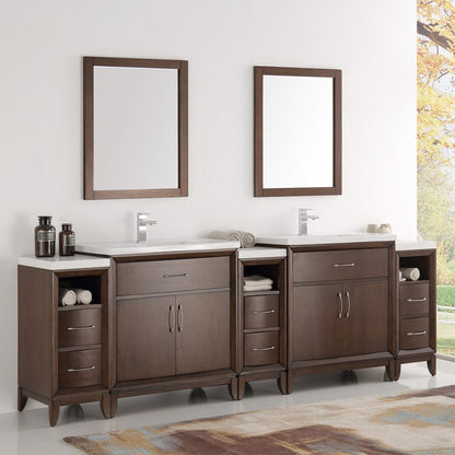 Fresca Cambridge 96 Antique Coffee Double Sink Traditional Bathroom Vanity w/ Mirrors