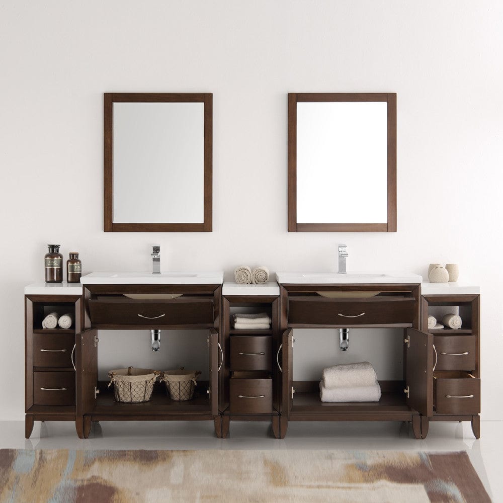 Fresca Cambridge 96 Antique Coffee Double Sink Traditional Bathroom Vanity w/ Mirrors