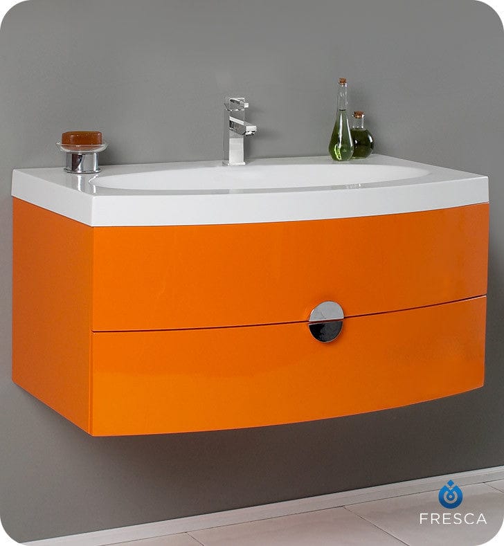 Fresca Energia 36 Orange Modern Bathroom Cabinet w/ Integrated Sink