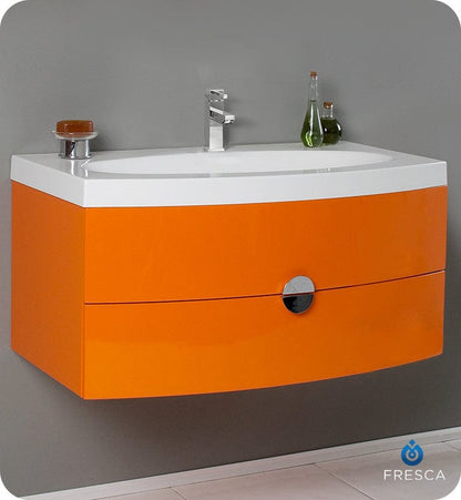 Fresca Energia 36 Orange Modern Bathroom Cabinet w/ Integrated Sink