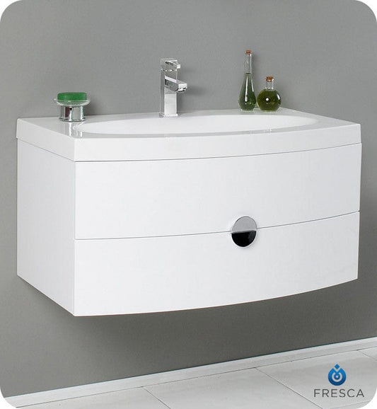 Fresca Energia 36 White Modern Bathroom Cabinet w/ Integrated Sink