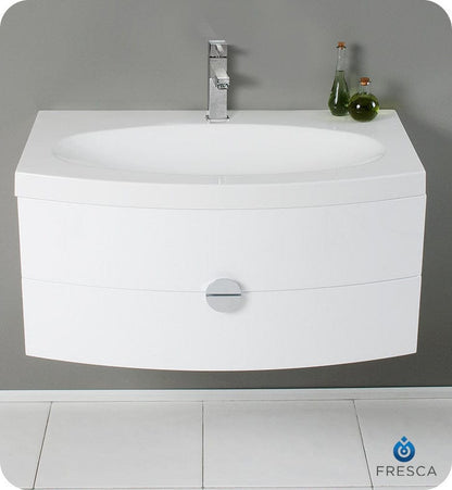 Fresca Energia 36 White Modern Bathroom Cabinet w/ Integrated Sink