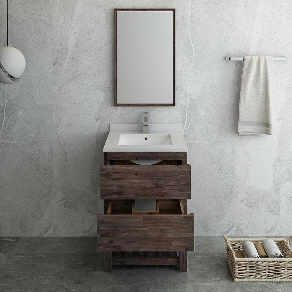Fresca Formosa 24 Floor Standing Modern Bathroom Vanity w/ Open Bottom & Mirror | FVN3124ACA-FS