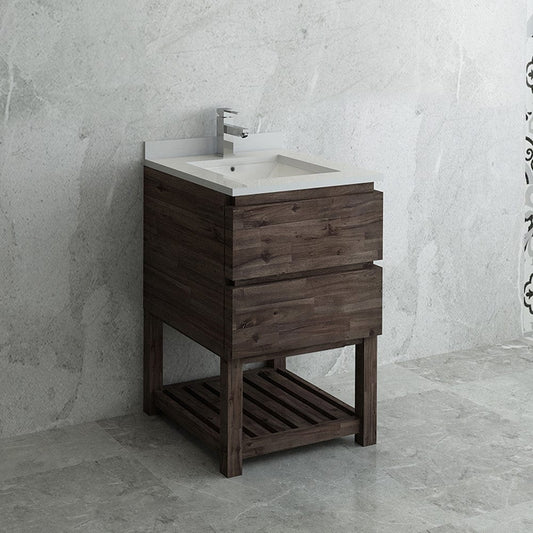 Fresca Formosa 24 Floor Standing Open Bottom Modern Bathroom Cabinet w/ Top & Sink | FCB3124ACA-FS-CWH-U