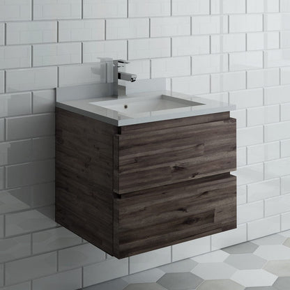 Fresca Formosa 24 Wall Hung Modern Bathroom Cabinet w/ Top & Sink | FCB3124ACA-CWH-U